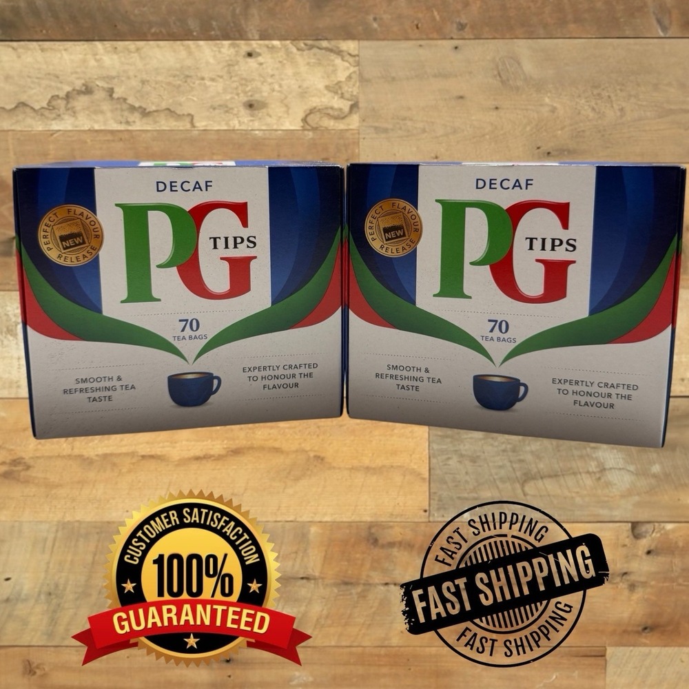 PG Tips Decaf Black Tea 70-count Tea Bags, Pack of 2, Expires 11/2026
